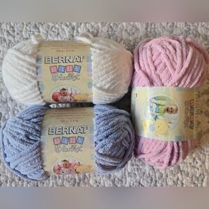 Bernat Baby Blanket Yarn Set - White, Blue, Pink